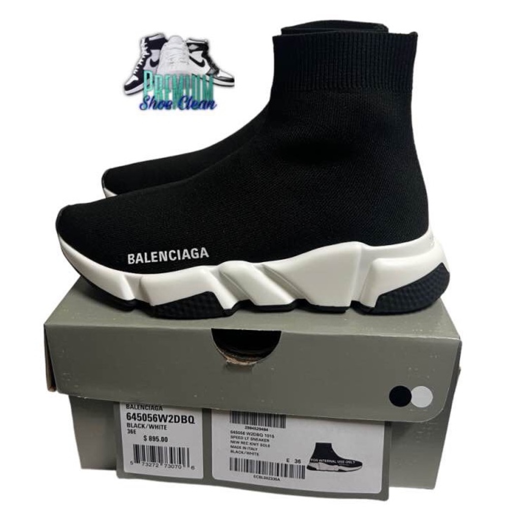 Balenciaga Speed Trainers Runner Mid Top Platform Sneakers Black - US 6 B/ W